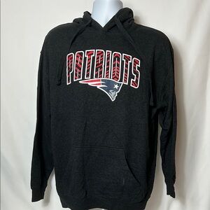 NFL Patriots Hoodie Dark Gray Long Sleeve Mens Large Thick Football Sweatshirt
